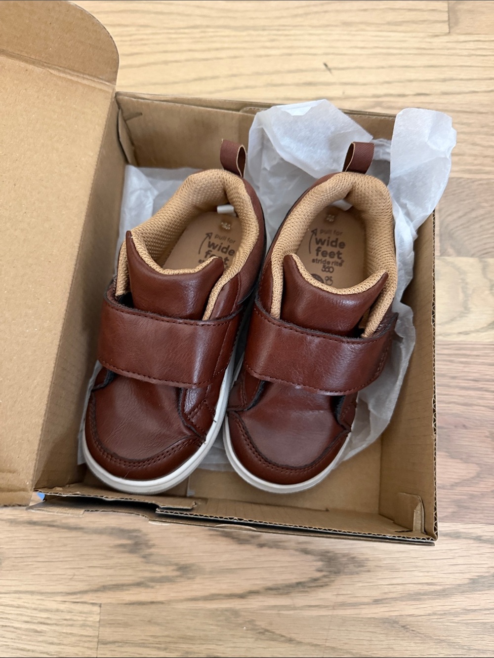 Stride Rite Brown Leather Kids Sneakers